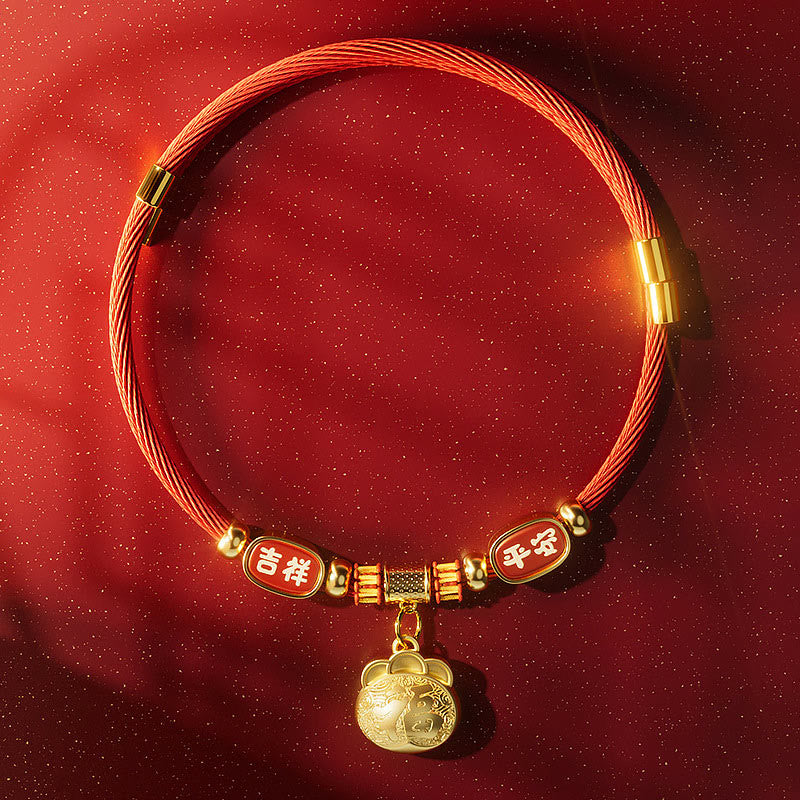 Wear FengShui Red String Bead Fu Character Luck Adjustable Cats Dogs Pet Collar