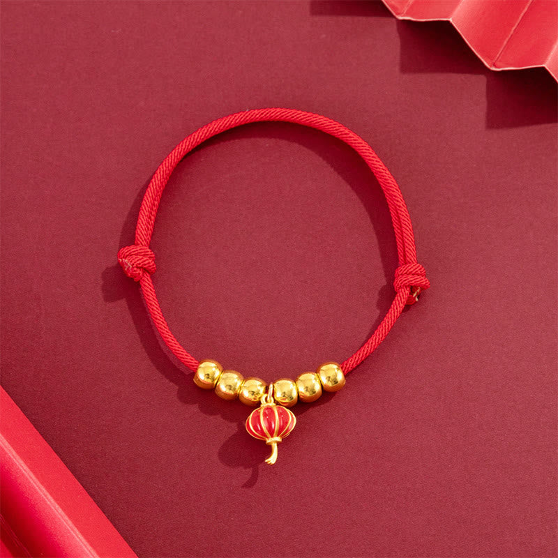 Wear FengShui Red String Bead Yuanbao Fu Character Protection Adjustable Cats Dogs Pet Collar