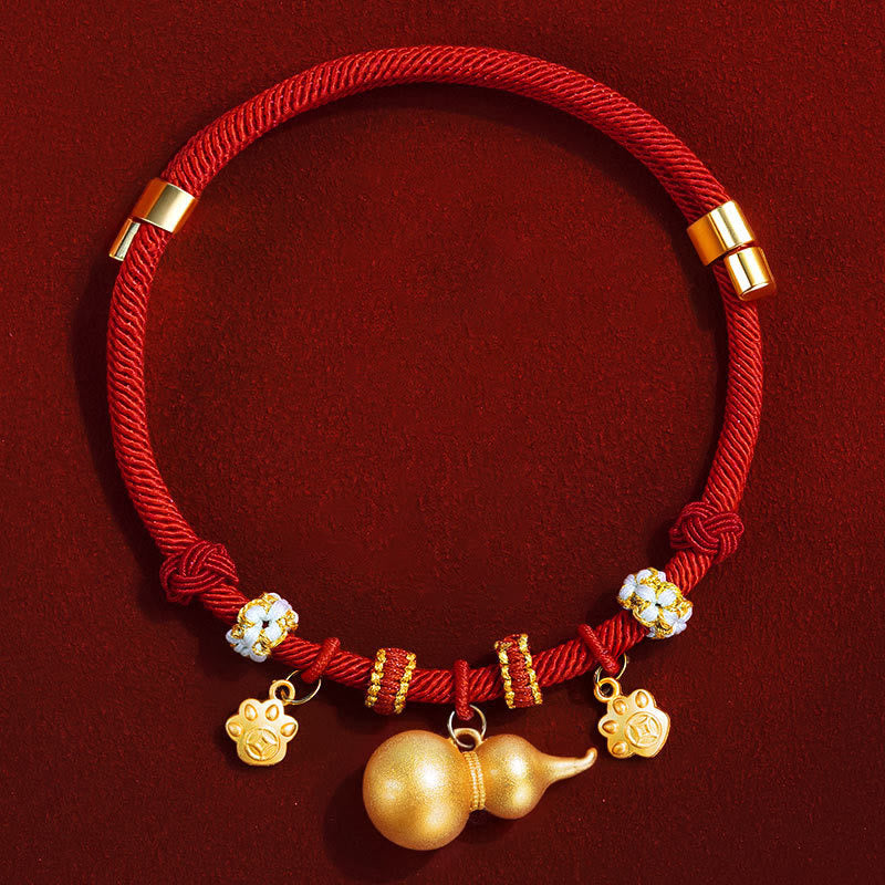 Wear FengShui Red String Bead Compass Gourd Protection Adjustable Cats Dogs Pet Collar