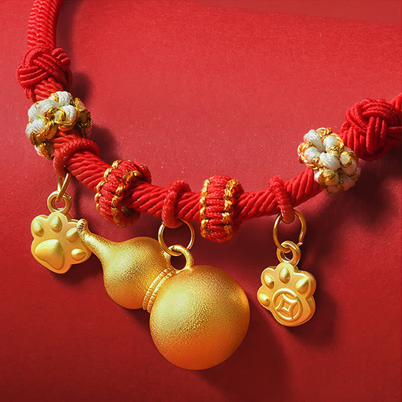 Wear FengShui Red String Bead Compass Gourd Protection Adjustable Cats Dogs Pet Collar