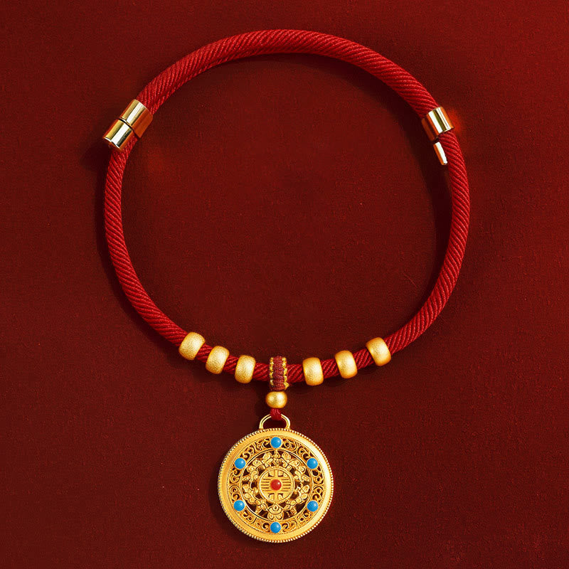 Wear FengShui Red String Bead Compass Gourd Protection Adjustable Cats Dogs Pet Collar