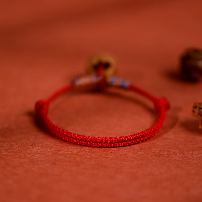 Wear FengShui Plaited Peach Pit Red String Strength Adjustable Cats Dogs Pet Collar