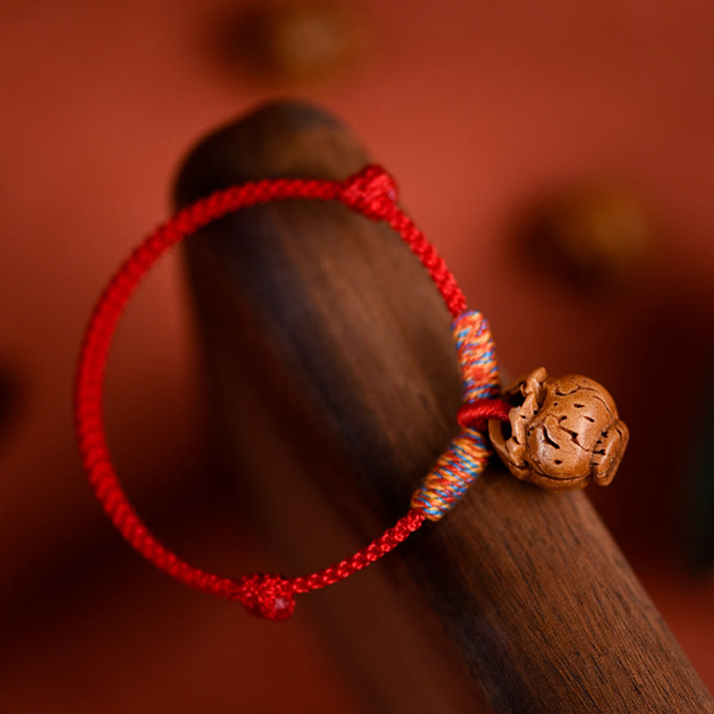 Wear FengShui Plaited Peach Pit Red String Strength Adjustable Cats Dogs Pet Collar