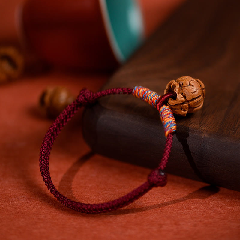 Wear FengShui Plaited Peach Pit Red String Strength Adjustable Cats Dogs Pet Collar