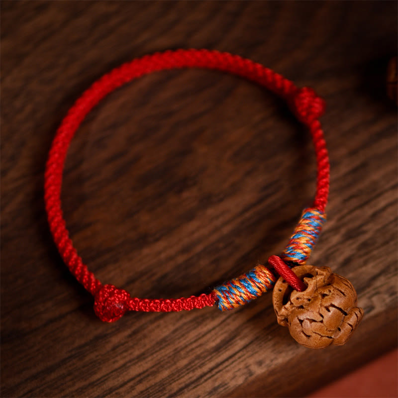 Wear FengShui Plaited Peach Pit Red String Strength Adjustable Cats Dogs Pet Collar