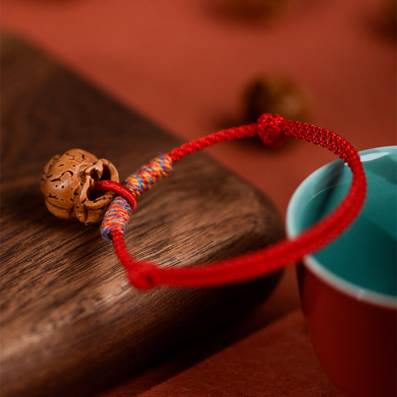 Wear FengShui Plaited Peach Pit Red String Strength Adjustable Cats Dogs Pet Collar