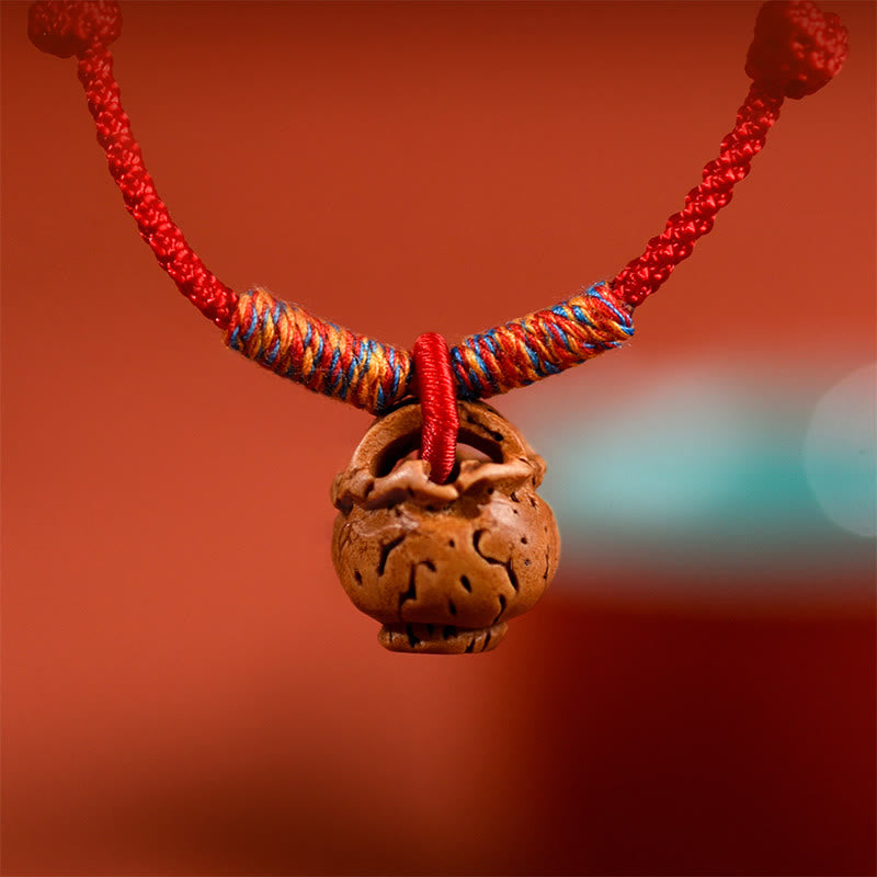Wear FengShui Plaited Peach Pit Red String Strength Adjustable Cats Dogs Pet Collar