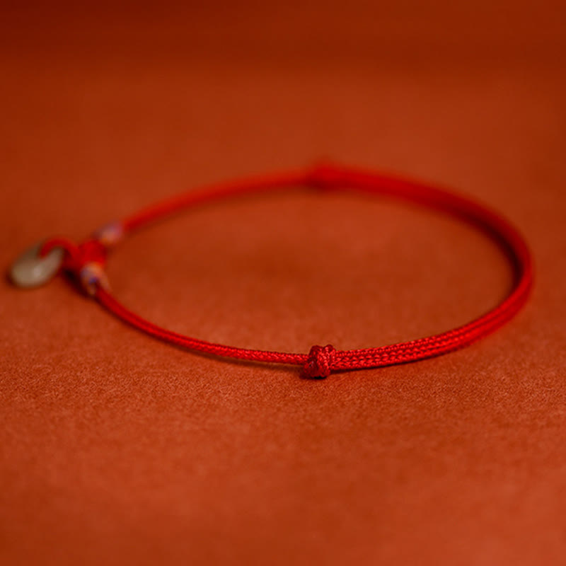 Wear FengShui Red String Plaited Jade Protection Adjustable Cats Dogs Pet Collar
