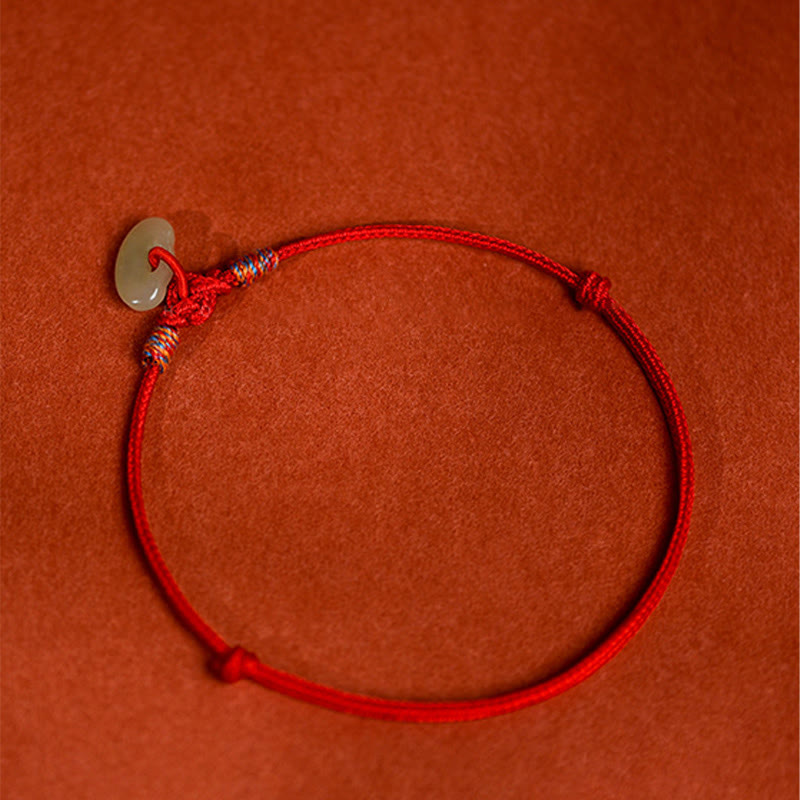 Wear FengShui Red String Plaited Jade Protection Adjustable Cats Dogs Pet Collar
