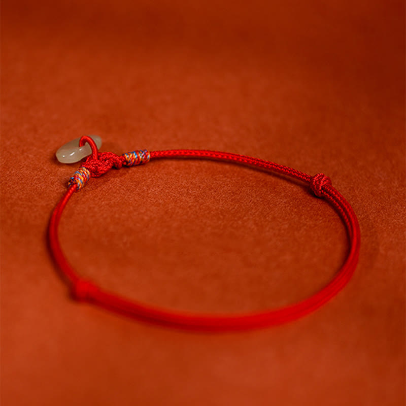Wear FengShui Red String Plaited Jade Protection Adjustable Cats Dogs Pet Collar