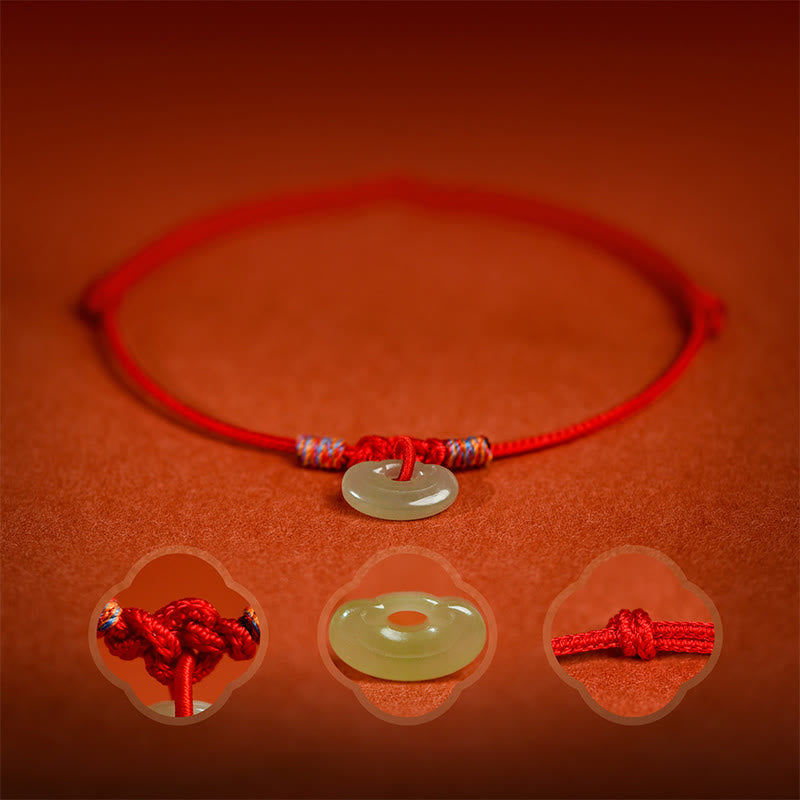 Wear FengShui Red String Plaited Jade Protection Adjustable Cats Dogs Pet Collar