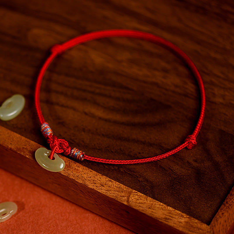 Wear FengShui Red String Plaited Jade Protection Adjustable Cats Dogs Pet Collar