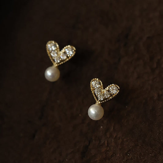 Wear FengShui 925 Sterling Silver Plated With Gold Heart Design Sincerity Earrings
