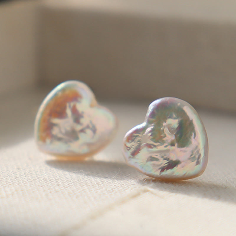 Wear FengShui Retro Pearl Heart Shape Design Wisdom Stud Earrings