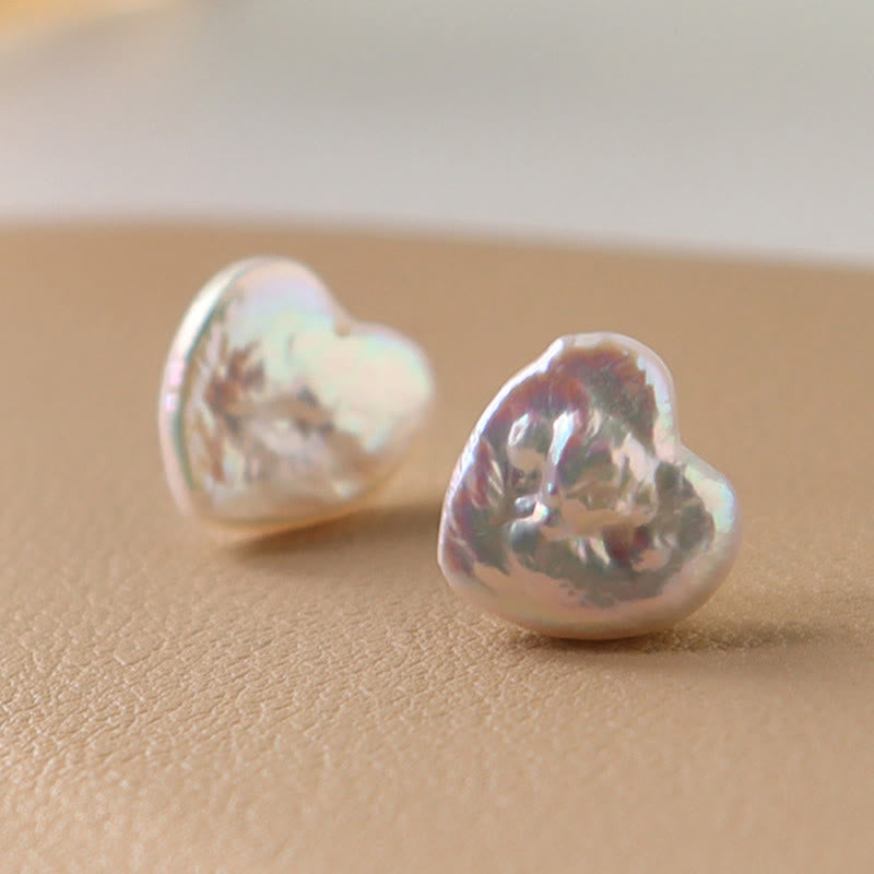 Wear FengShui Retro Pearl Heart Shape Design Wisdom Stud Earrings