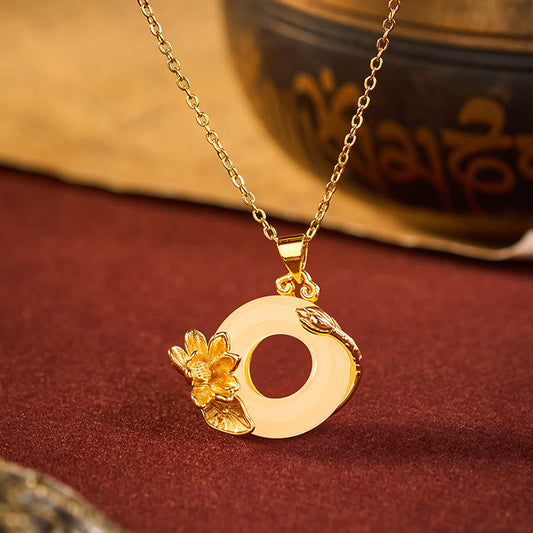 Wear FengShui Lotus Peace Buckle Peace Necklace Pendant