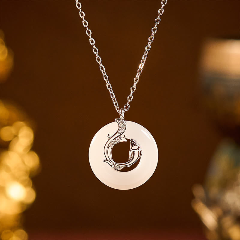 Wear FengShui Koi Fish Peace Buckle Auspicious Necklace Pendant
