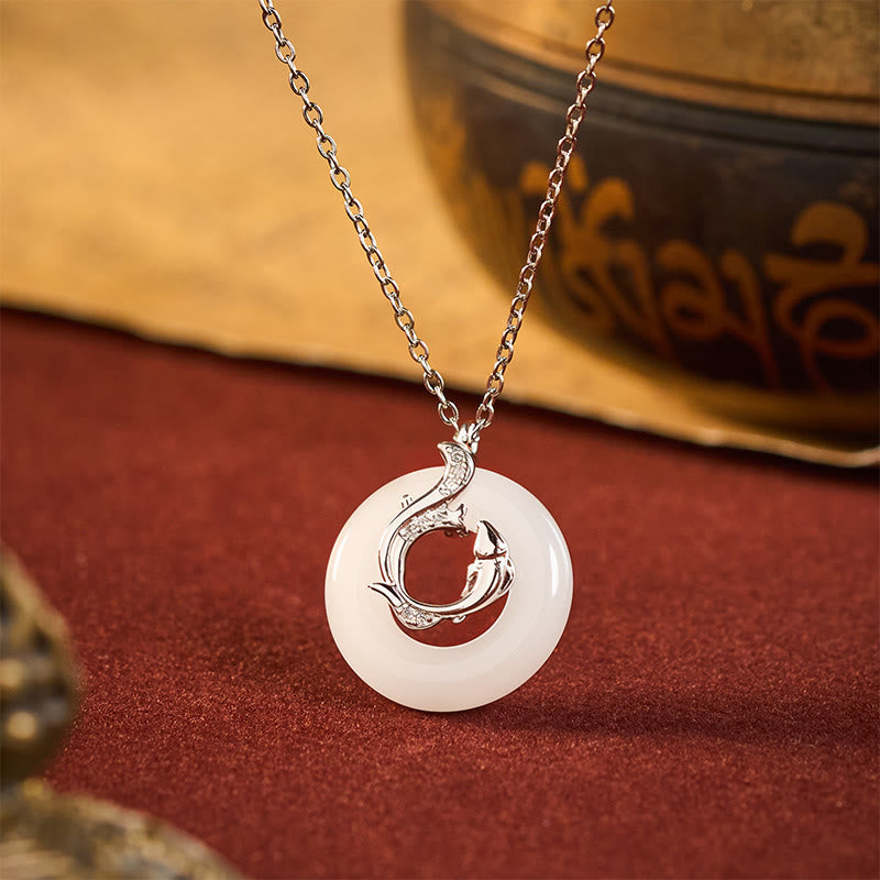 Wear FengShui Koi Fish Peace Buckle Auspicious Necklace Pendant