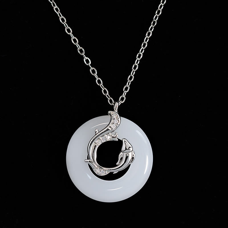 Wear FengShui Koi Fish Peace Buckle Auspicious Necklace Pendant