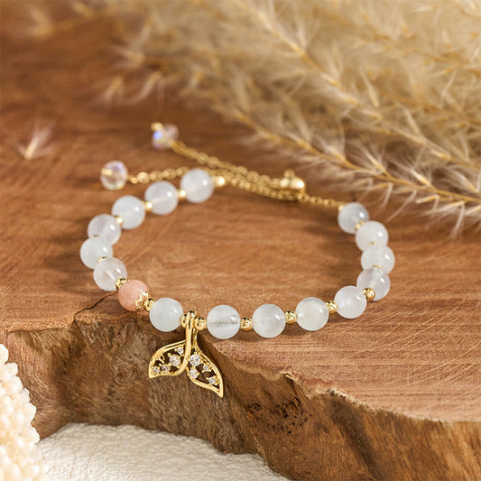 Wear FengShui Natural Aquamarine Gold-Plated Copper Fish Tail Serenity Bracelet