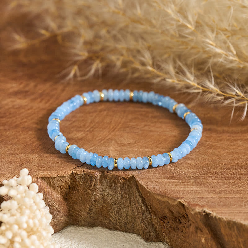 Wear FengShui Natural Aquamarine Fine 4mm Bead Pearl Serenity Bracelet