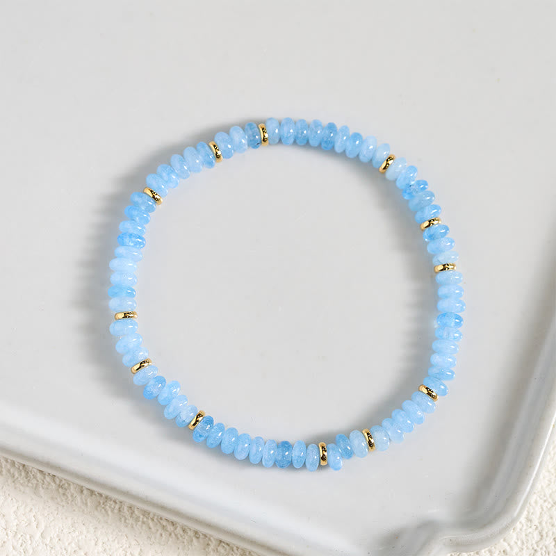 Wear FengShui Natural Aquamarine Fine 4mm Bead Pearl Serenity Bracelet