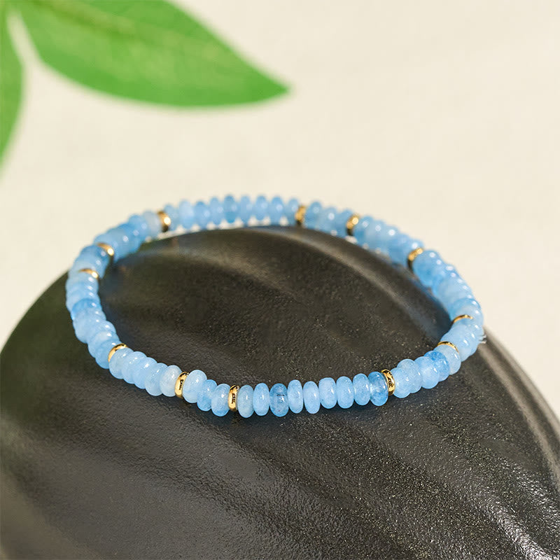 Wear FengShui Natural Aquamarine Fine 4mm Bead Pearl Serenity Bracelet