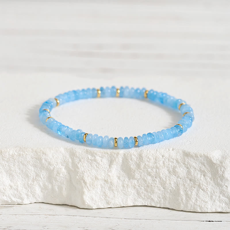 Wear FengShui Natural Aquamarine Fine 4mm Bead Pearl Serenity Bracelet