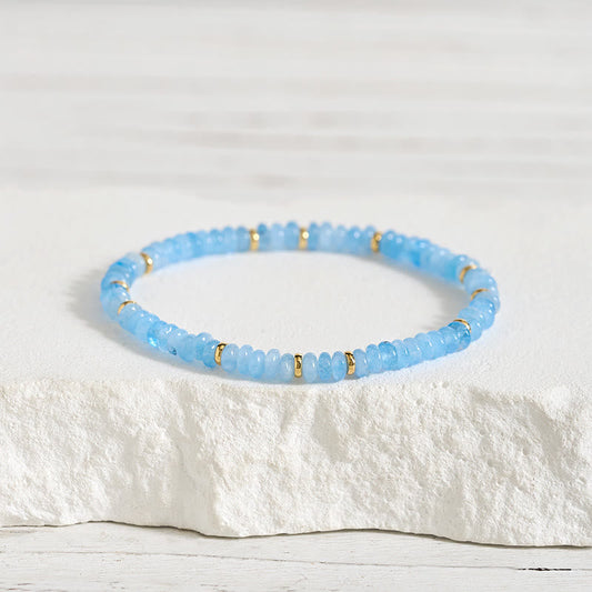 Wear FengShui Natural Aquamarine Fine 4mm Bead Pearl Serenity Bracelet