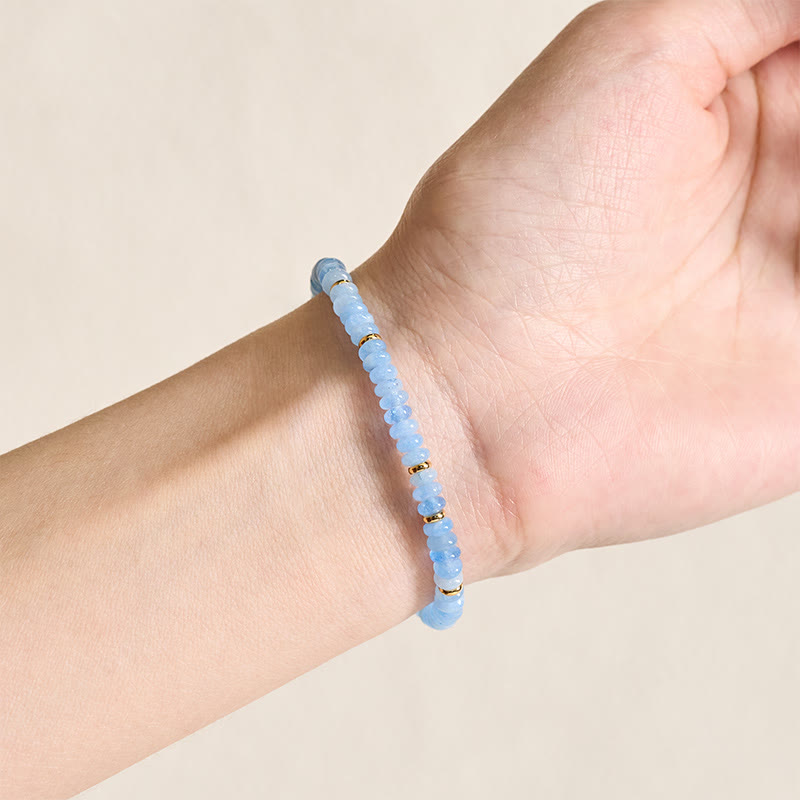 Wear FengShui Natural Aquamarine Fine 4mm Bead Pearl Serenity Bracelet