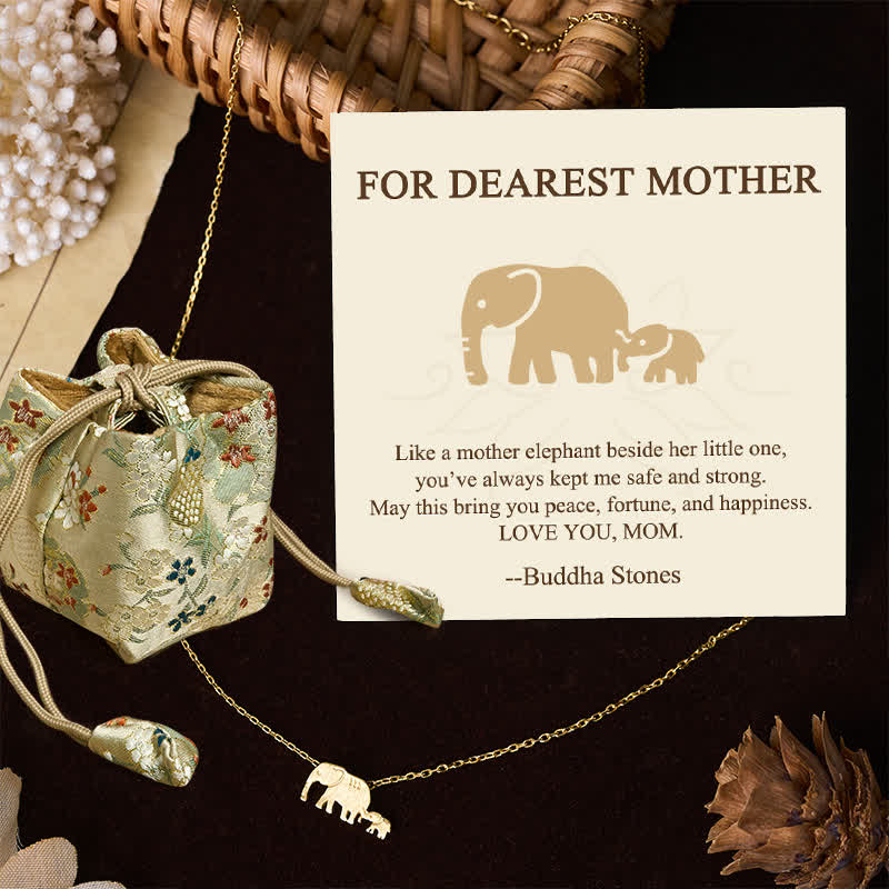 Wear FengShui "FOR DEAREST MOTHER" Elephant 925 Sterling Silver Necklace Pendants Includes Gift Message Card