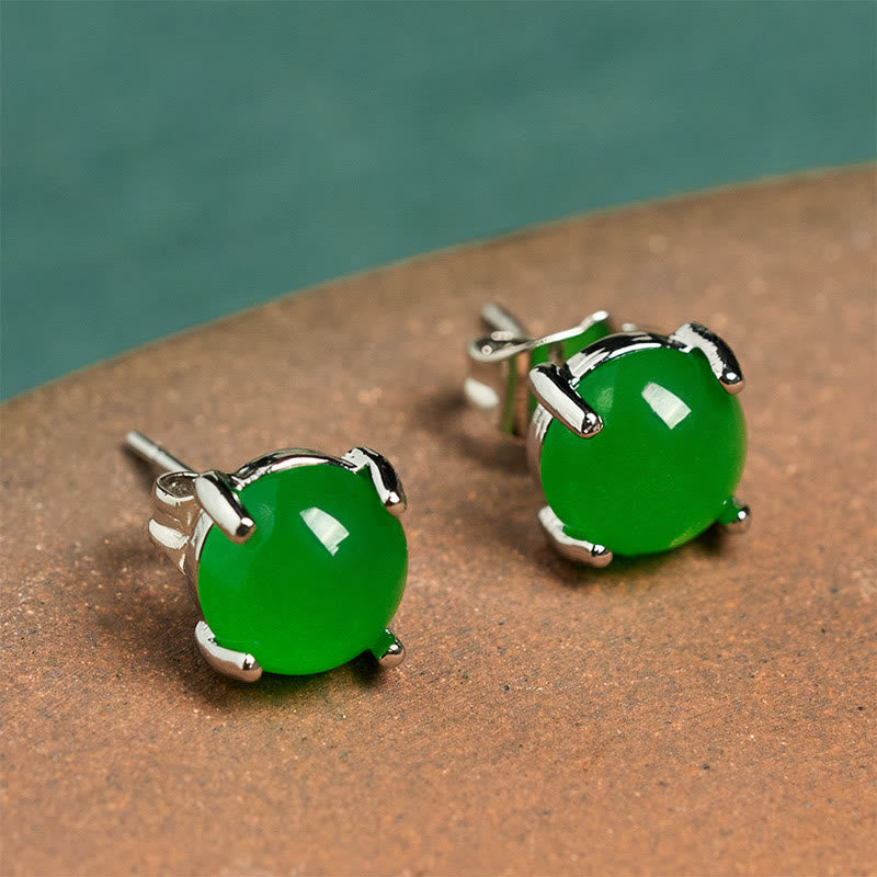 Wear FengShui Jade 925 Sterling Silver Abundance Earrings