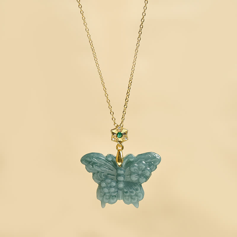 Wear FengShui "FOR DEAREST MOTHER" Jade Butterfly Abundance Necklace Pendants Includes Gift Message Card