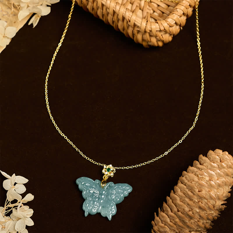 Wear FengShui "FOR DEAREST MOTHER" Jade Butterfly Abundance Necklace Pendants Includes Gift Message Card