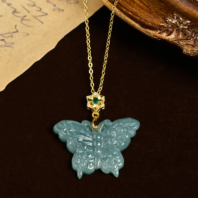 Wear FengShui "FOR DEAREST MOTHER" Jade Butterfly Abundance Necklace Pendants Includes Gift Message Card