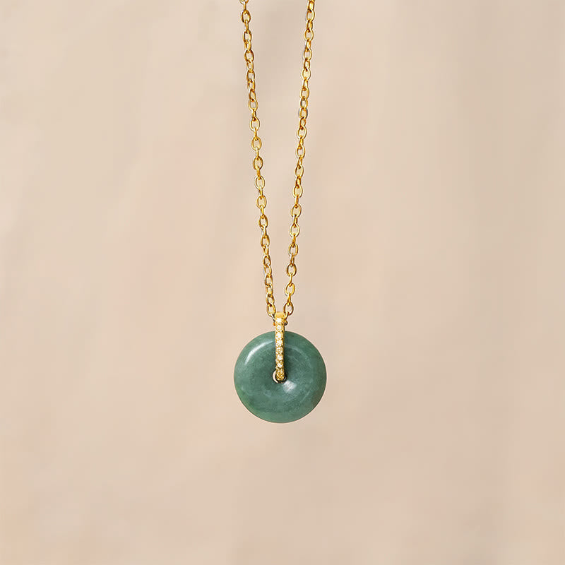 Wear FengShui "FOR DEAREST MOTHER" Peace Buckle Jade 925 Sterling Silver Luck Necklace Pendants Includes Gift Message Card