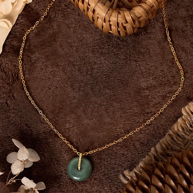Wear FengShui "FOR DEAREST MOTHER" Peace Buckle Jade 925 Sterling Silver Luck Necklace Pendants Includes Gift Message Card