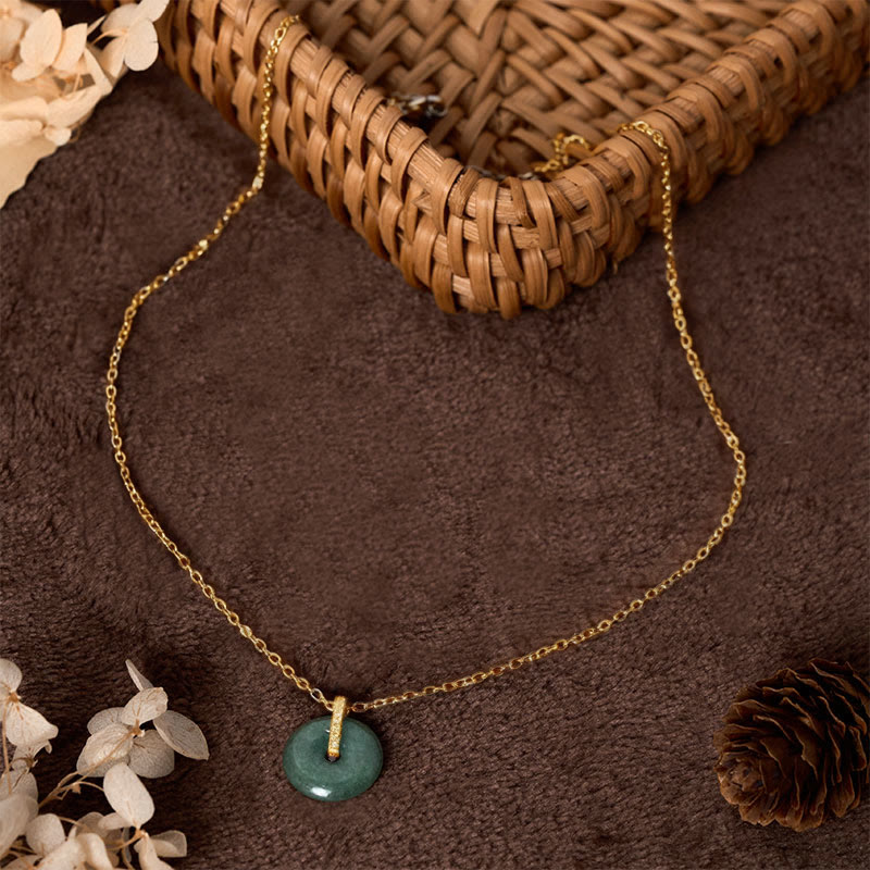 Wear FengShui "FOR DEAREST MOTHER" Peace Buckle Jade 925 Sterling Silver Luck Necklace Pendants Includes Gift Message Card
