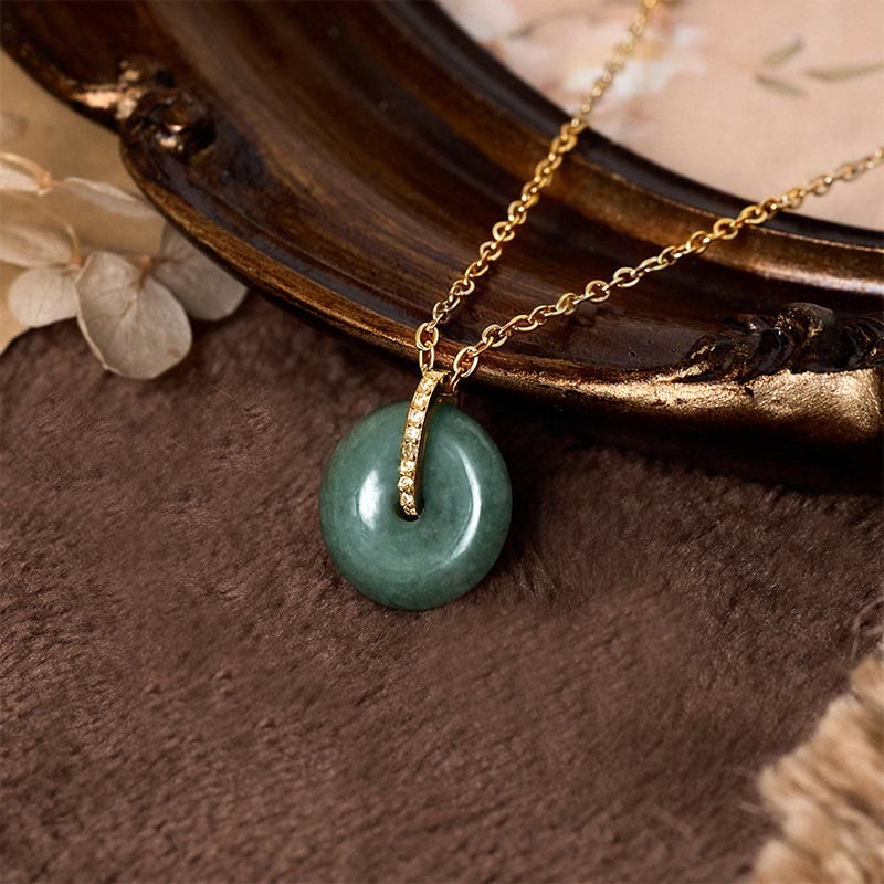Wear FengShui "FOR DEAREST MOTHER" Peace Buckle Jade 925 Sterling Silver Luck Necklace Pendants Includes Gift Message Card