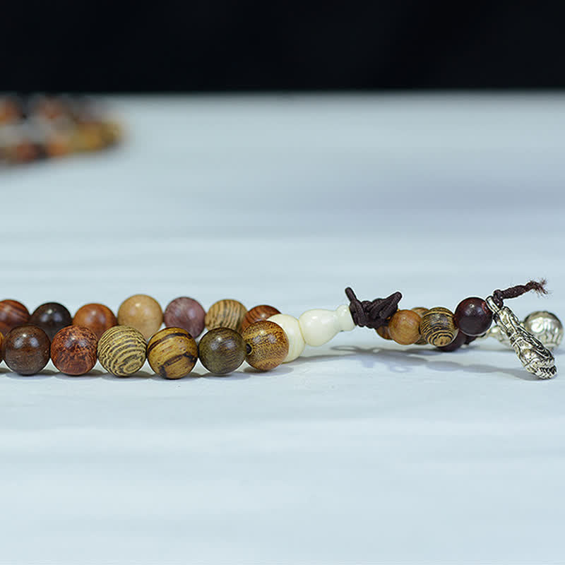 Wear FengShui 108 Beads Multi-Tone Natural Wood Calm Energy Mala