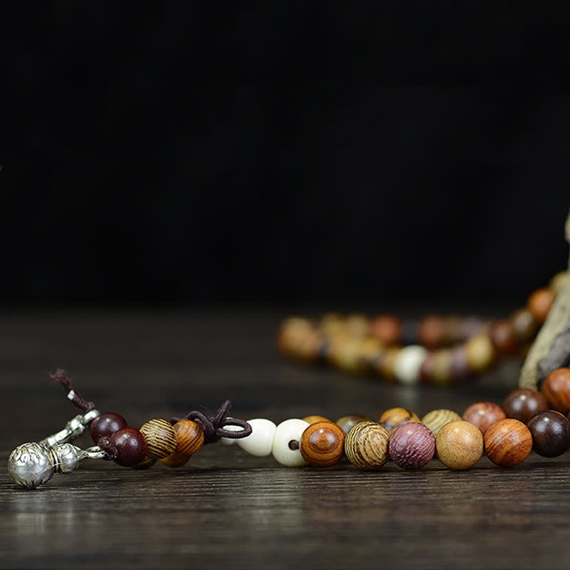 Wear FengShui 108 Beads Multi-Tone Natural Wood Calm Energy Mala