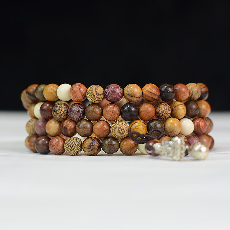 Wear FengShui 108 Beads Multi-Tone Natural Wood Calm Energy Mala