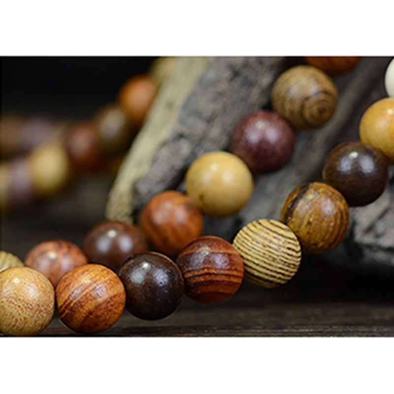 Wear FengShui 108 Beads Multi-Tone Natural Wood Calm Energy Mala