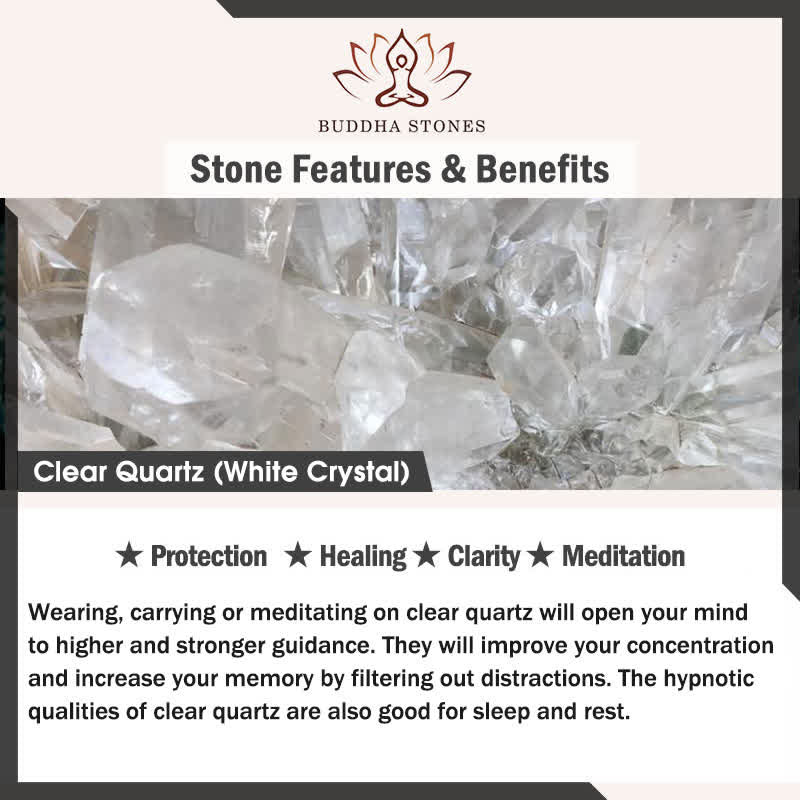 Wear FengShui Natural Clear Quartz Pixiu Clarity Beads Rope Necklace