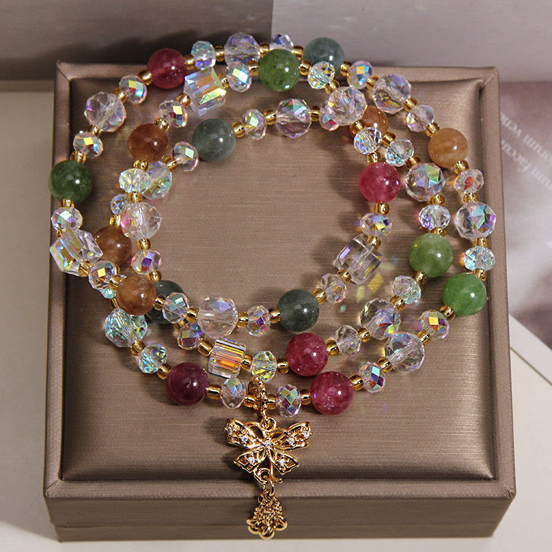 Wear FengShui Colorful Tourmaline Butterfly Wisdom Triple Wrap Bracelet