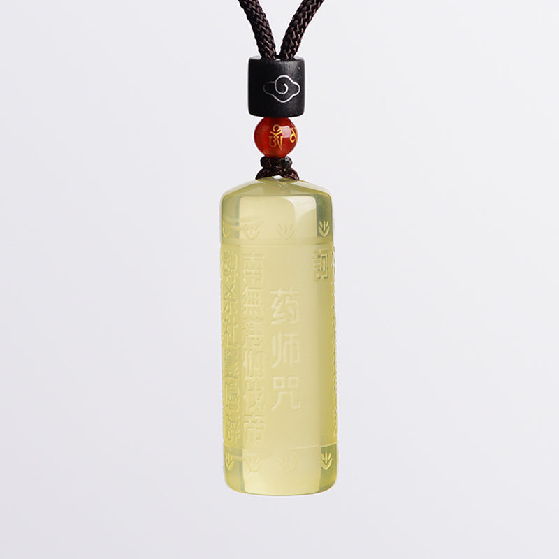 Wear FengShui Heart Sutra Citrine Happiness Strength Necklace Pendant