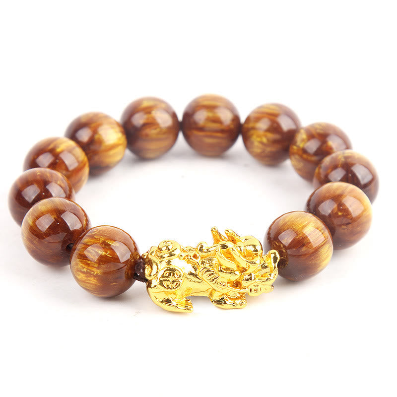 Wear FengShui Lucky Golden Tiger Eye Abundant Pixiu Bracelet