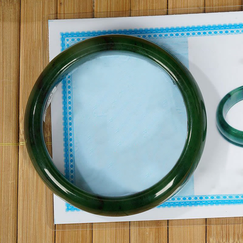 Wear FengShui Natural Hetian Cyan Jade Happiness Success Bracelet Bangle