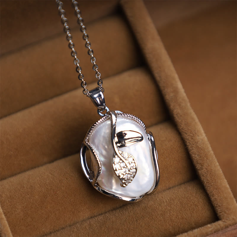 Wear FengShui 18K Gold Plated Copper Natural Baroque Pearl Flower Sincerity Necklace Pendant