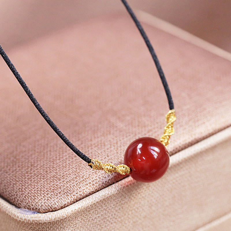 Wear FengShui Natural Red Agate Chalcedony Self-acceptance Confidence String Bead Bracelet Necklace Pendant